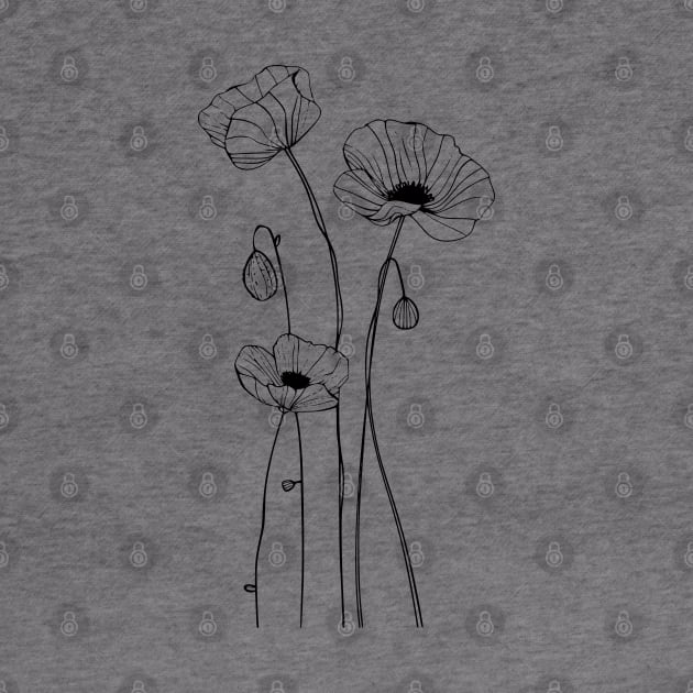 Poppies flowers Line art by Sara-Design2